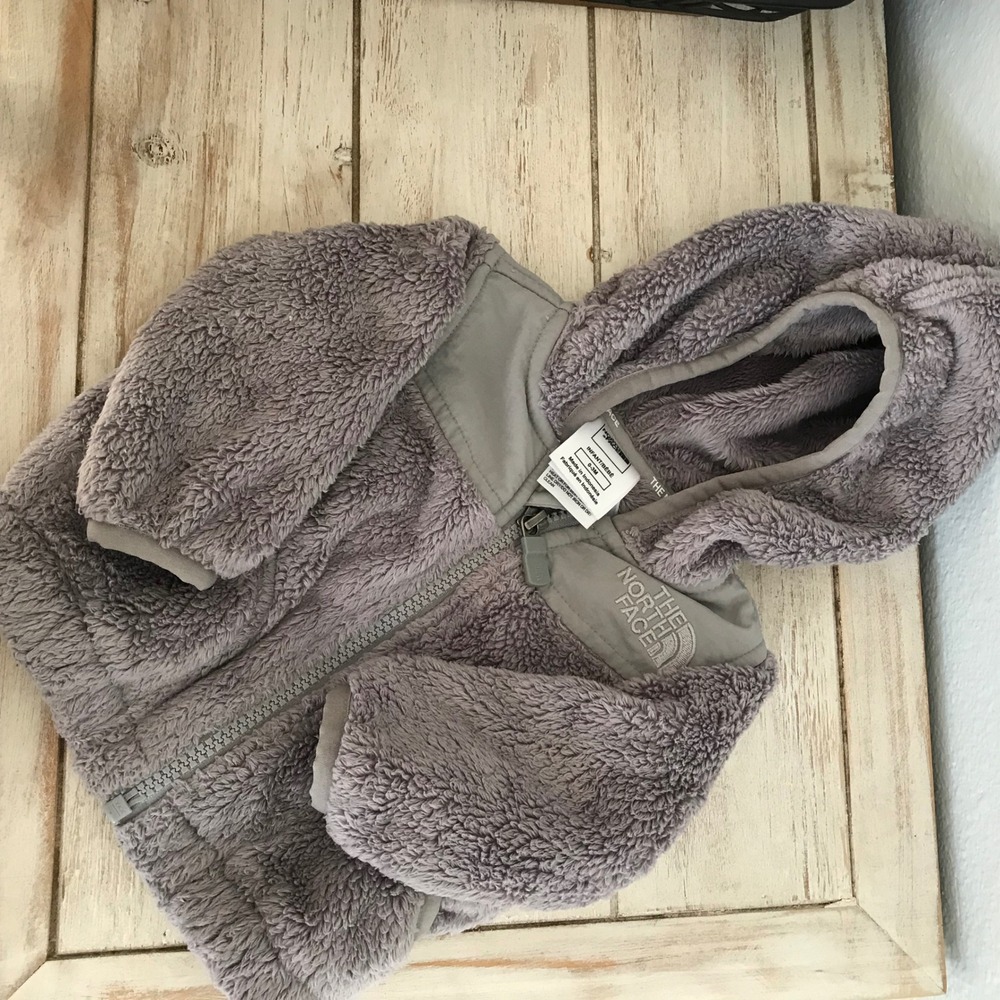 The North Face Oso Hooded Fleece Jacket Grey Infant 0-3M Full Zip Soft Coat